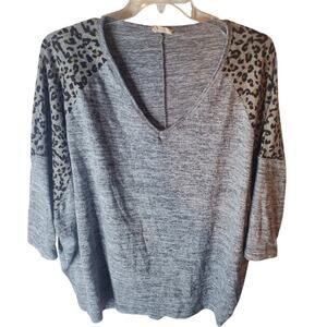 Be Stage V-Neck High Low Animal Print Top, 3X